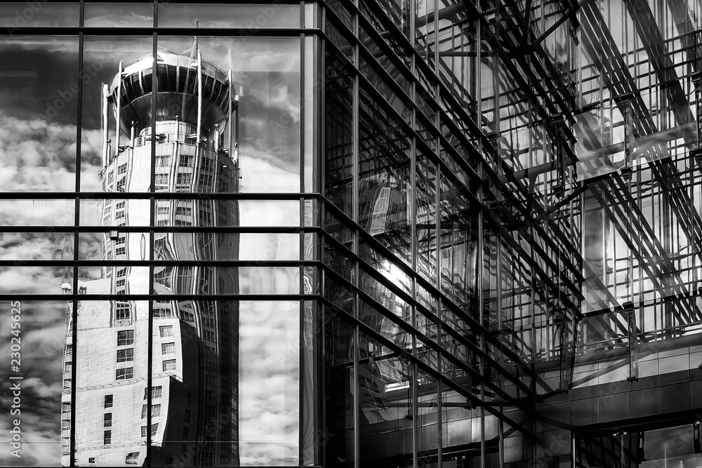 Obraz premium Reflections in architecture. Moscow.