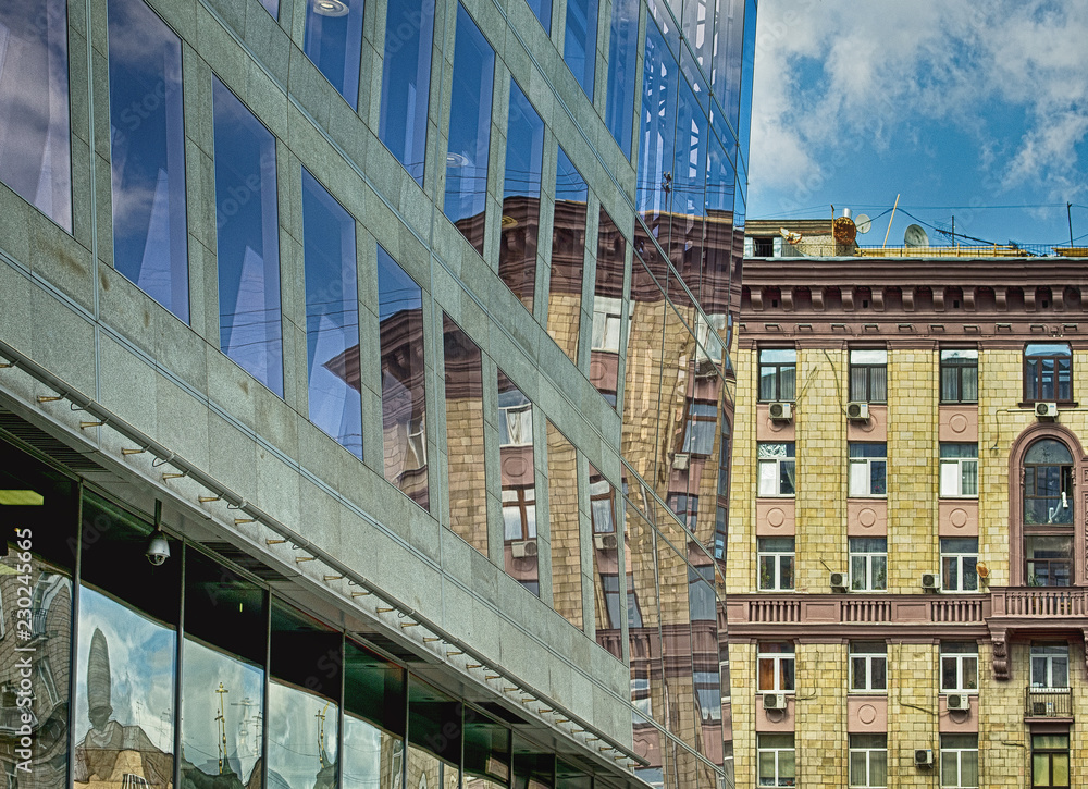 Fototapeta premium Reflections in architecture. Moscow.