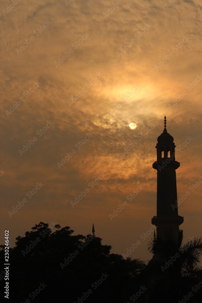 Asifi Mosque tower, Lucknow at sunset