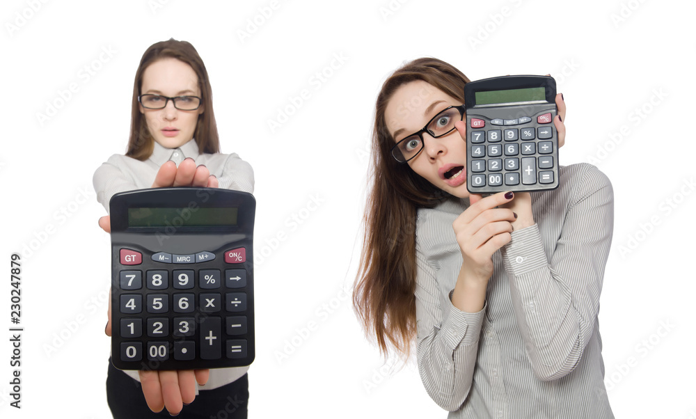Woman in business concept isolated on white Woman in business concept isolated on white