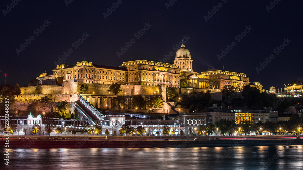 Buda Castle seen from the Danube river in Budapest, Hungary
