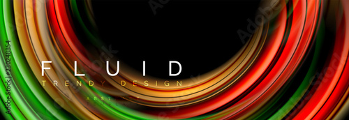 Mixing color waves on black, liquid flowing shapes