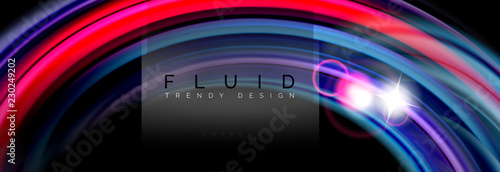 Mixing color waves on black, liquid flowing shapes