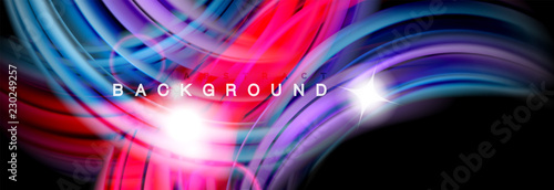 Mixing color waves on black, liquid flowing shapes