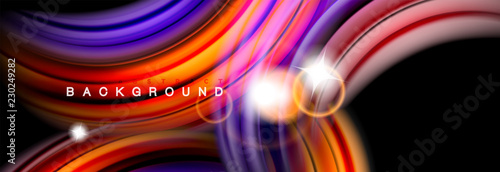 Mixing color waves on black, liquid flowing shapes