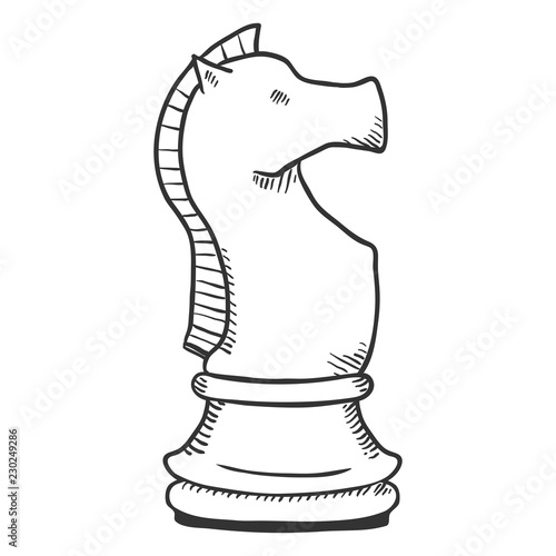 Vector Single Sketch Illustration - Knight Chess Figure