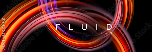 Mixing color waves on black, liquid flowing shapes