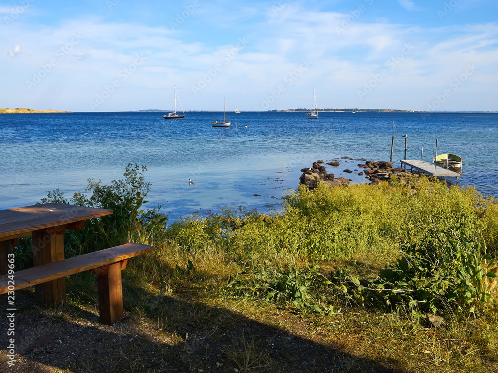 Typical beautiful Danish coastline landscape in the summer Typical beautiful Danish coastline landscape in the summer