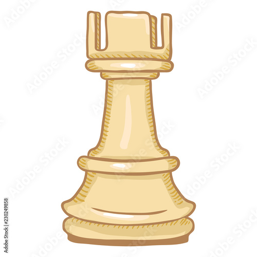 Vector Single Cartoon Illustration - White Rook Chess Figure. © nikiteev