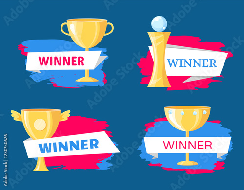 Winner Cup and Statuette Variety Cartoon Poster