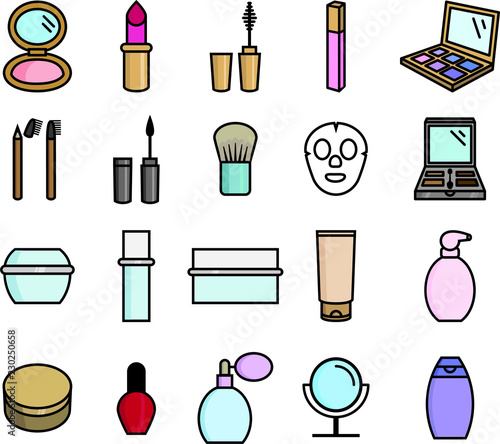 Set icone cosmetici e bellezza