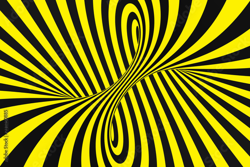 Foto Black and yellow spiral tunnel from police ribbons