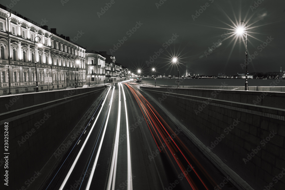 bridge at night in the city. 