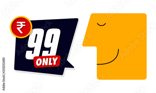 Only for 99. Vector illustration badges of under rupees 99 price tag. Round flat design labels, Business shopping concept. 