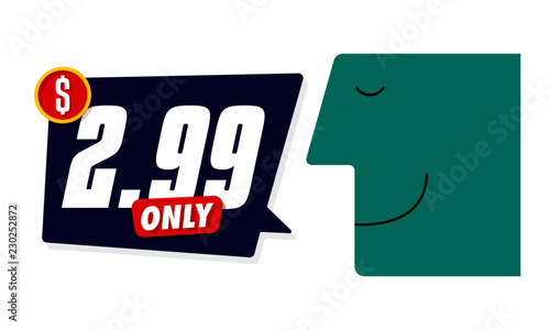 Only for 2.99. Vector illustration badges of under 3 dollars price tag. Round flat design labels, Business shopping concept. 