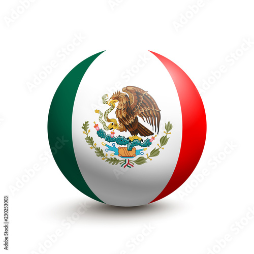 Flag of Mexico in the form of a ball. Vector illustration