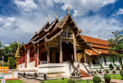  Old wooden sanctuary of Wat Phra Sing Ancient Temple of Chiangmai, Thailand