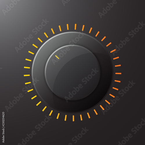 Manual control knob plastic, volume settings, sound control. Vector illustration.