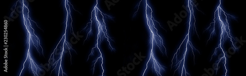 Fotografie, Obraz Some different lightning bolts isolated on black