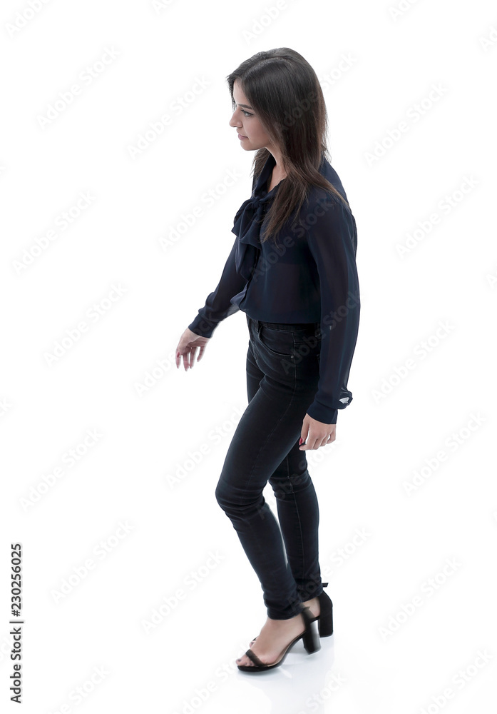 young business woman confidently moving forward young business woman confidently moving forward