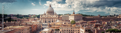 Panorama of Rome, Italy. View of Vatican City, urban landscape of Roma.