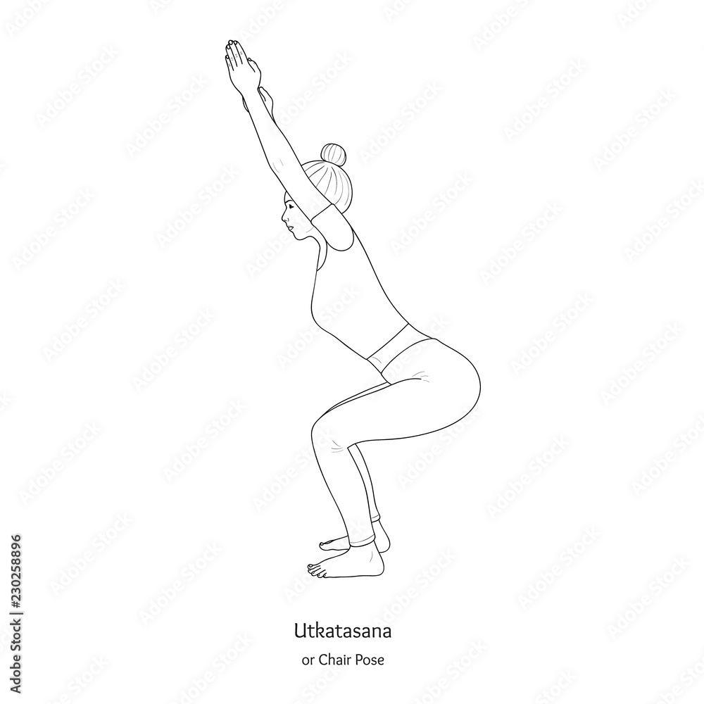 Utkatasana / Chair Pose. Vector. Utkatasana / Chair Pose. Vector.