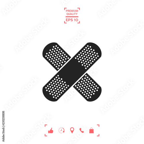 Cross adhesive bandage, medical  plaster icon