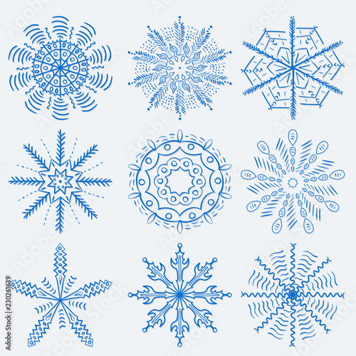 great Christmas and new year set of elements for snowflake background design is isolated