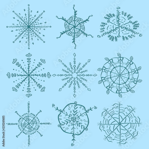 great_2_Christmas and new year set of elements for snowflake background design is isolated