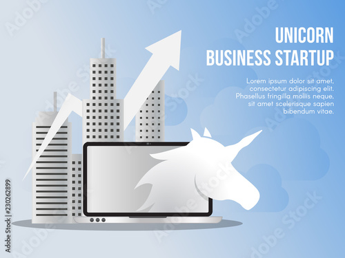 Unicorn business startup concept illustration vector design template