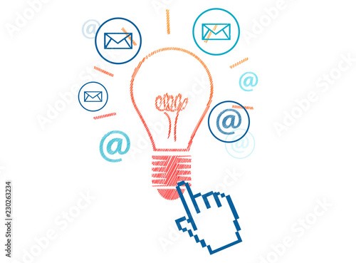 icona, lampadina, idee, idee comunicazione, 