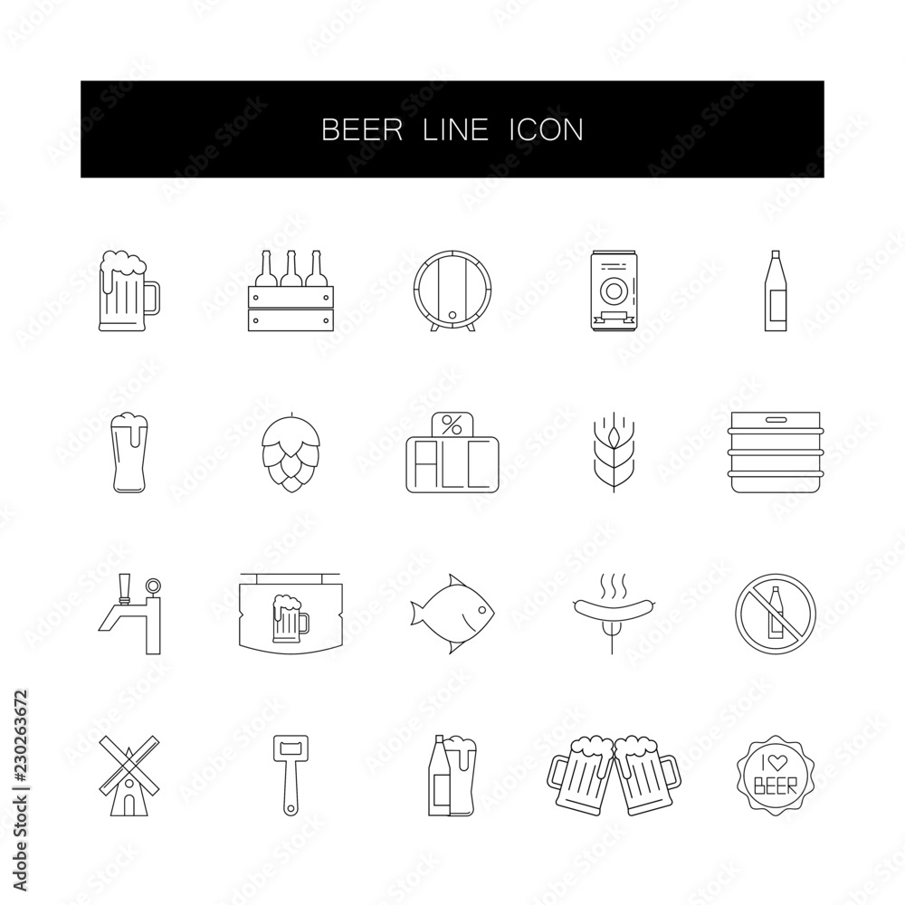 Line icons set. Beer pack. Vector illustration Line icons set. Beer pack. Vector illustration