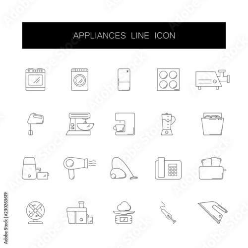 Line icons set. Appliances pack. Vector illustration