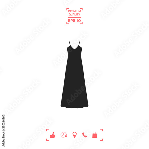 Long Dress, Evening dress, combination or nightie , the silhouette. Menu item in the web design