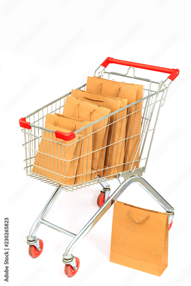 Shopping cart in white background