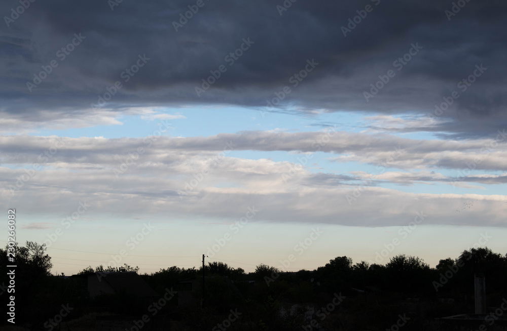 blue sky with different shades of clouds for design background