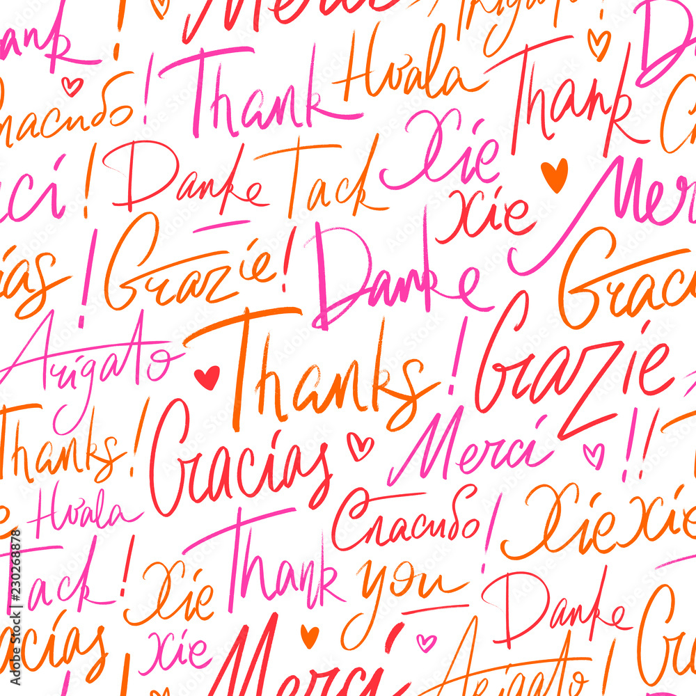 Thank you in different languages of the world. Seamless vector pattern of Thanks Thank you in different languages of the world. Seamless vector pattern of Thanks