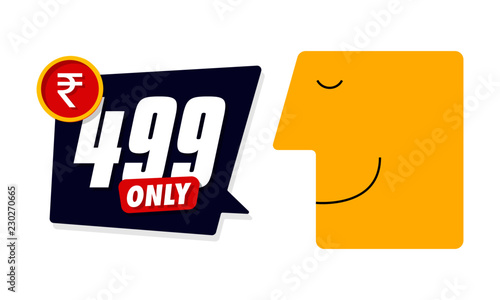 Only for 499. Vector illustration badges of under rupees 499 price tag. Round flat design labels, Business shopping concept. 