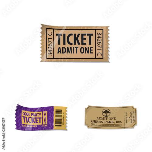 Vector design of ticket and admission sign. Collection of ticket and event stock vector illustration.