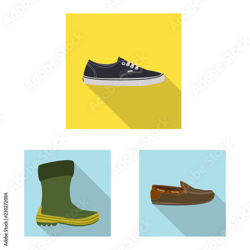 Vector design of shoe and footwear sign. Set of shoe and foot stock symbol for web.
