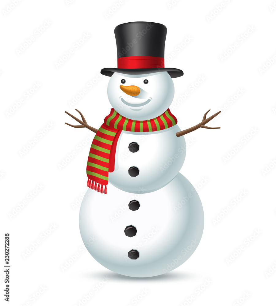 Snowman isolated on white background. Vector illustration