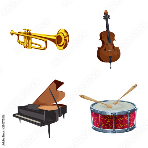 Vector design of music and tune logo. Set of music and tool stock vector illustration.