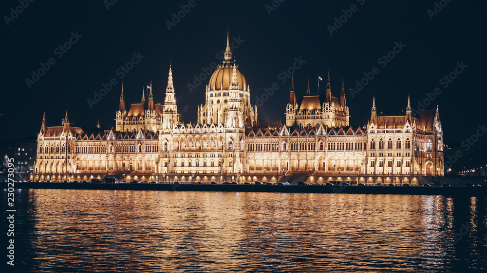 Hungarian parliament in Budapest with the Danube river