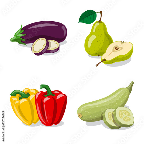 Isolated object of vegetable and fruit logo. Collection of vegetable and vegetarian stock symbol for web.