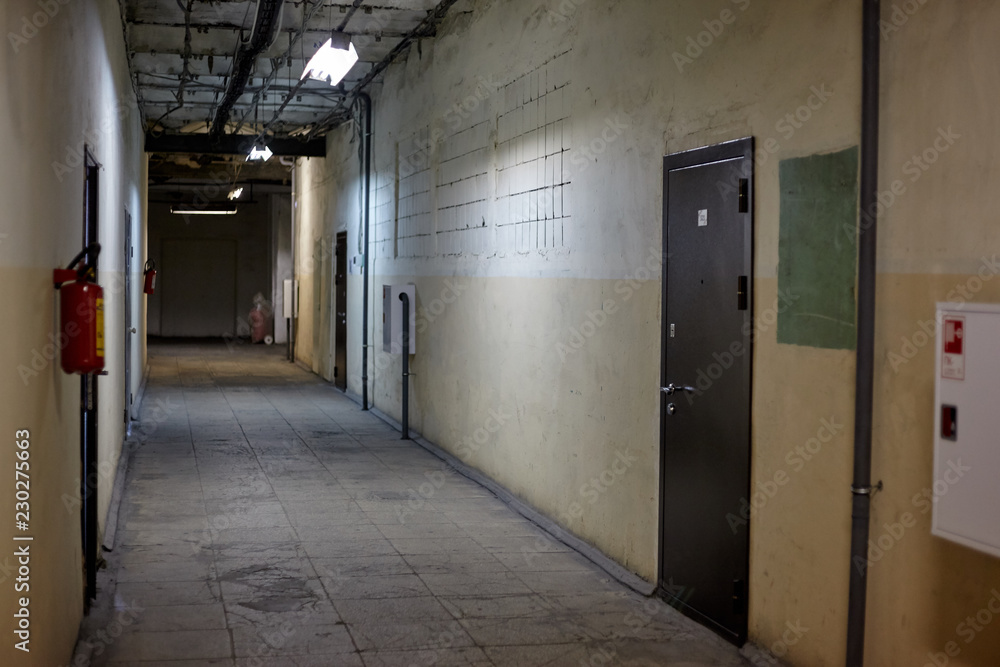 Industrial hallway with doors