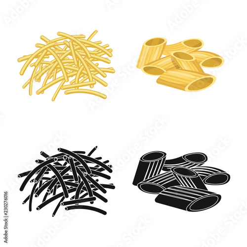 Isolated object of pasta and carbohydrate logo. Collection of pasta and macaroni stock vector illustration.