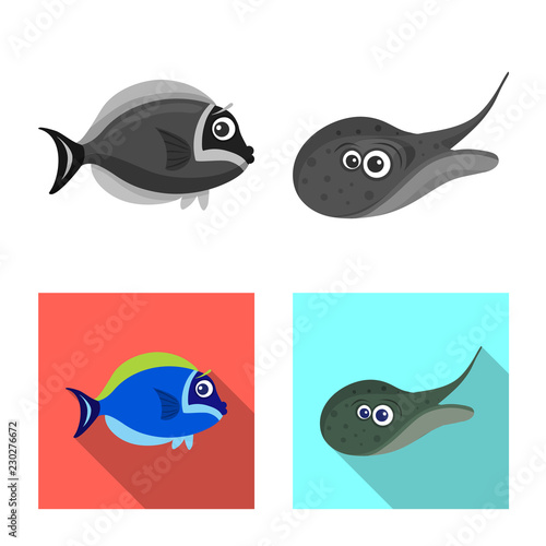 Vector design of sea and animal logo. Collection of sea and marine stock vector illustration.