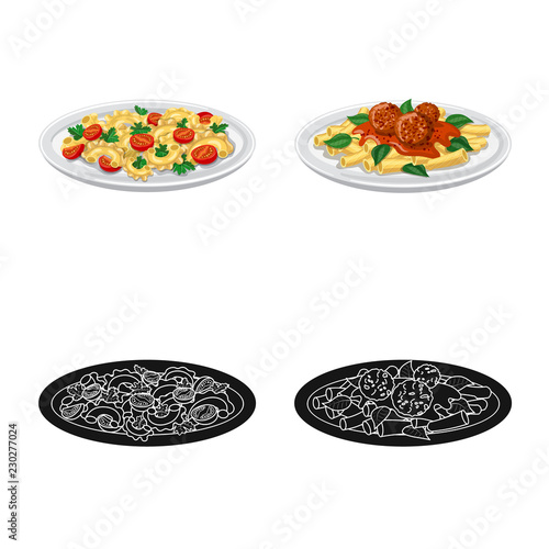 Vector illustration of pasta and carbohydrate icon. Collection of pasta and macaroni stock vector illustration.