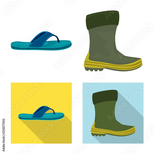 Vector illustration of shoe and footwear symbol. Collection of shoe and foot vector icon for stock.
