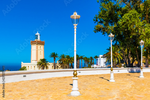 Beautiful Lighthouse of Cap Spartel close to Tanger city and Gibraltar, Morocco in Africa